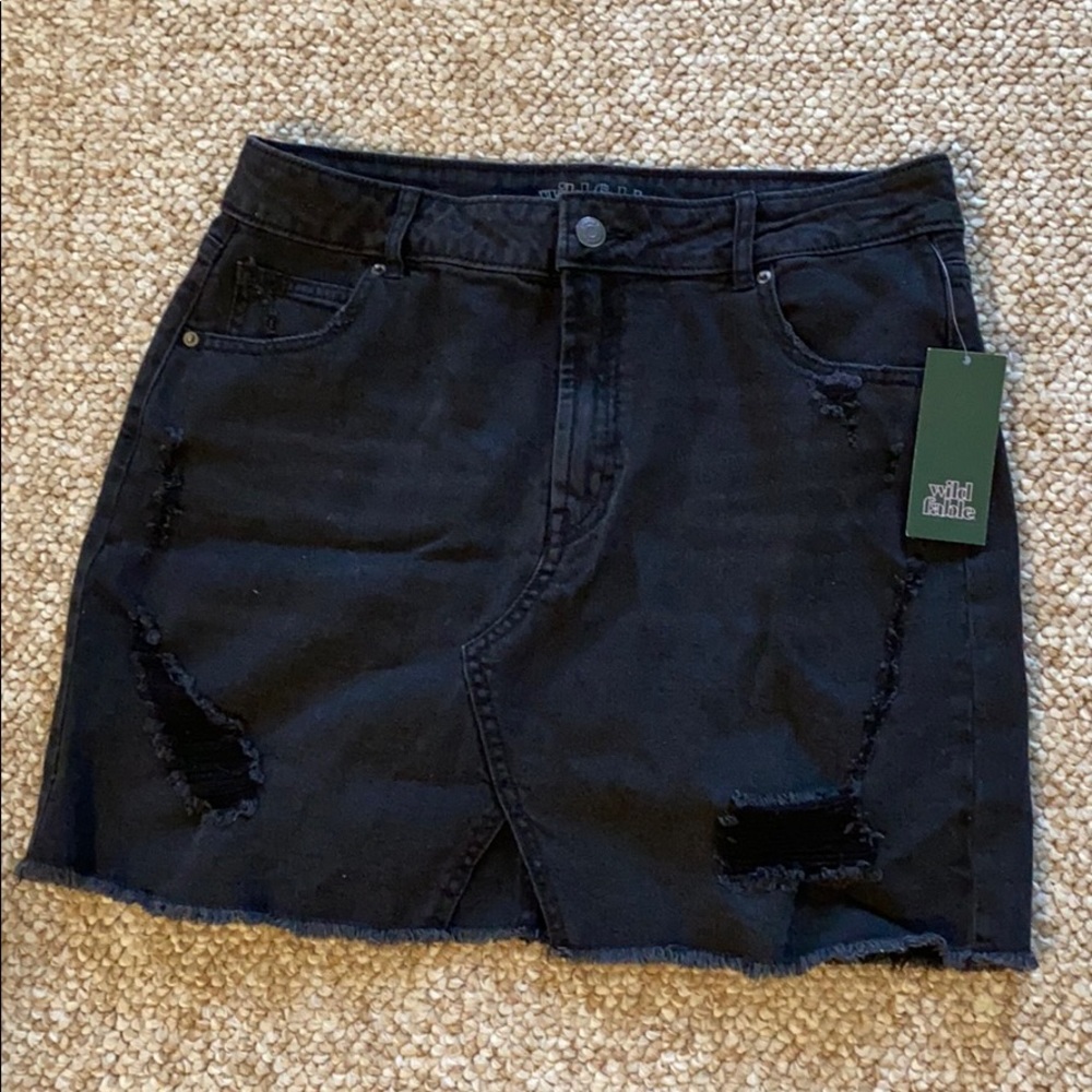Wild table black jean skirt